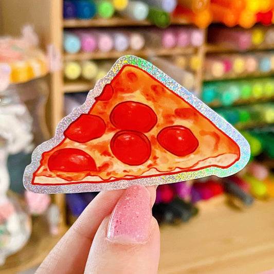 Peperoni Pizza Slice Glitter Sticker