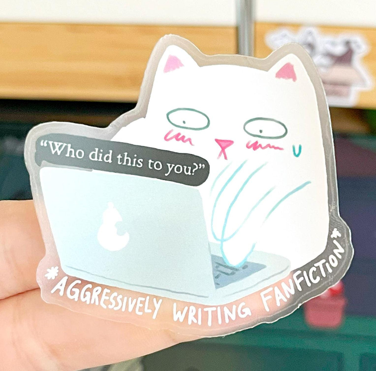 Aggressively Writing Fanfiction Cat Sticker
