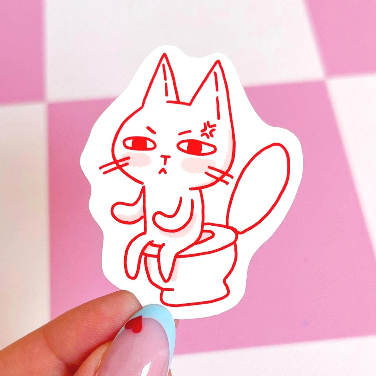 Pooping Cat on a Toilet Sticker