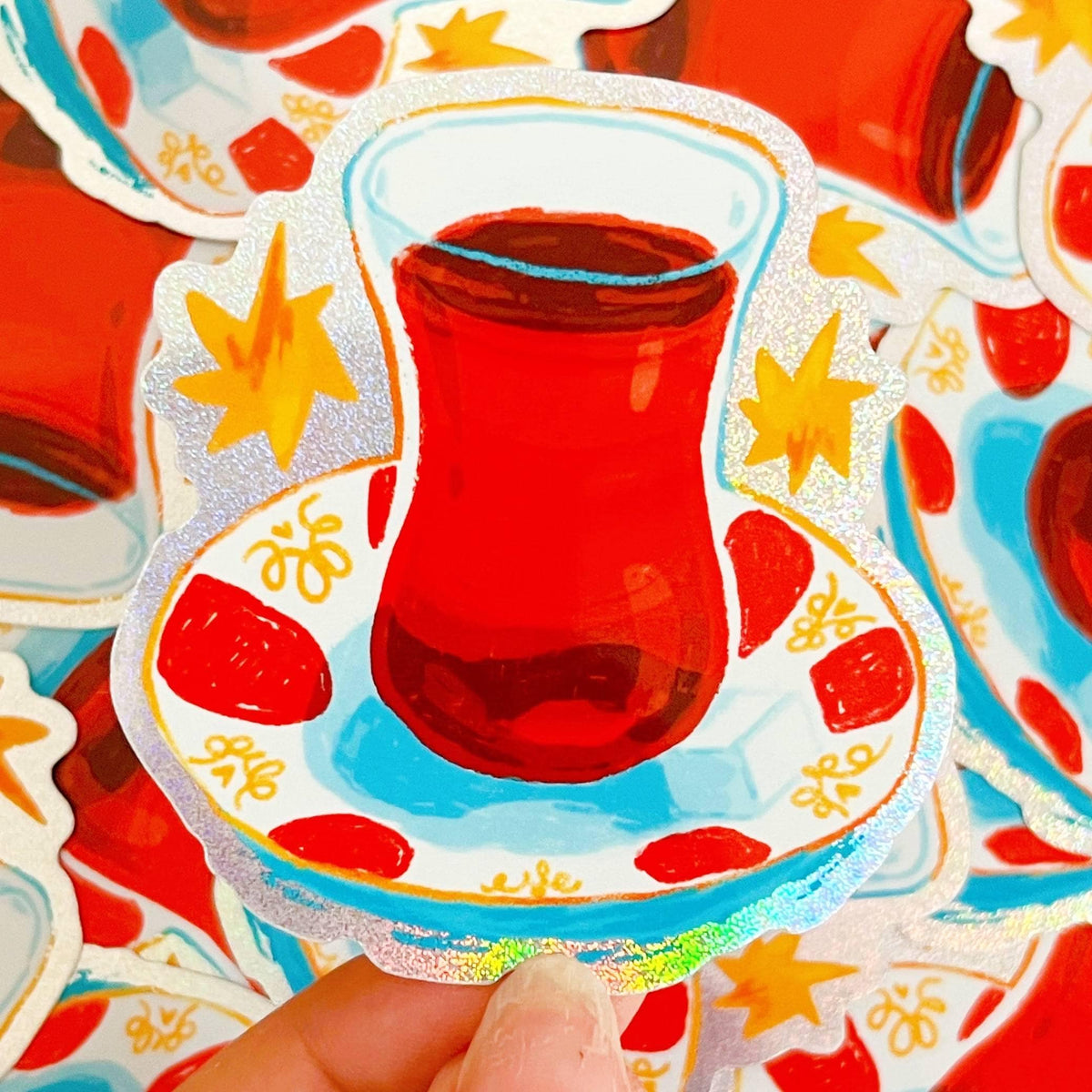 Cay (Turkish Black Tea) Glitter Sticker