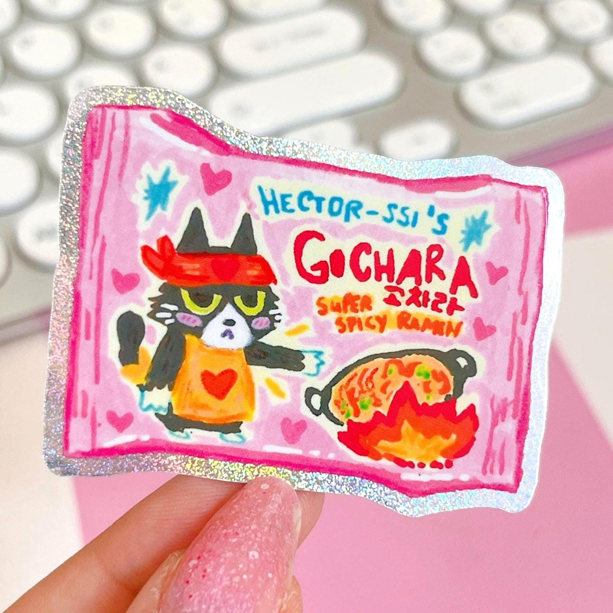 Knock Off Instant Ramyeon Glitter Sticker