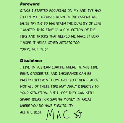 A Starving Artist's Guide To Saving Money [Digital]