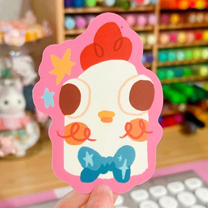 Bow Tie Rooster Matte Sticker