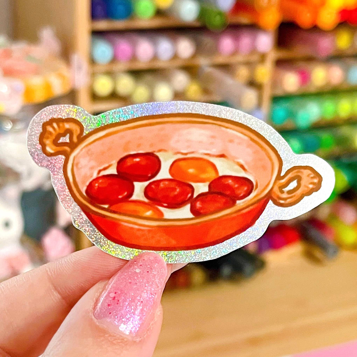 Sucuklu Yumurta (Fried Egg with Turkish Sausage) Glitter Sticker