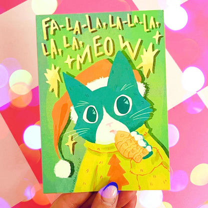 Tuxedo Cat Christmas Card Deck The Halls Holiday Card