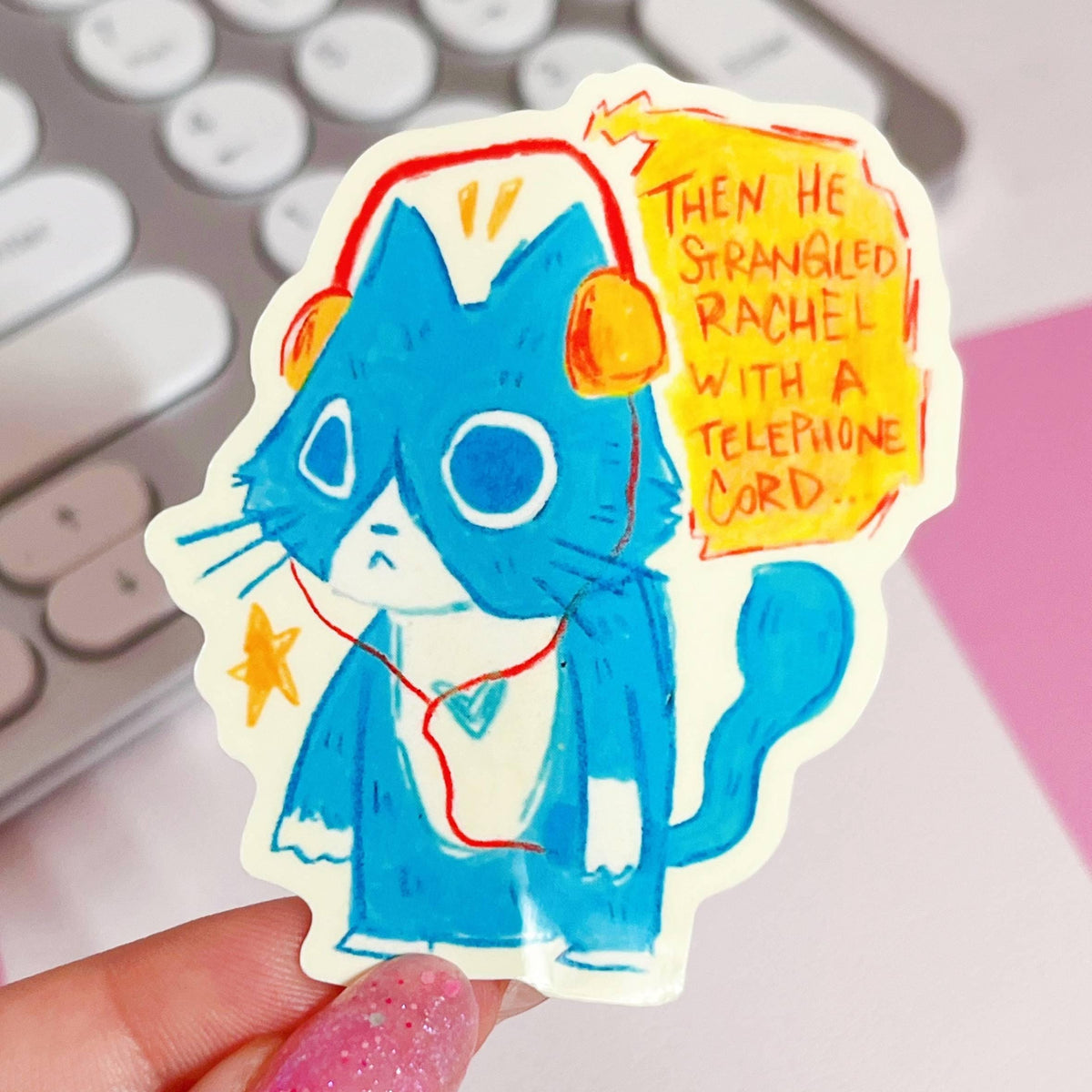 True Crime Cat Sketchbook Drawing Sticker