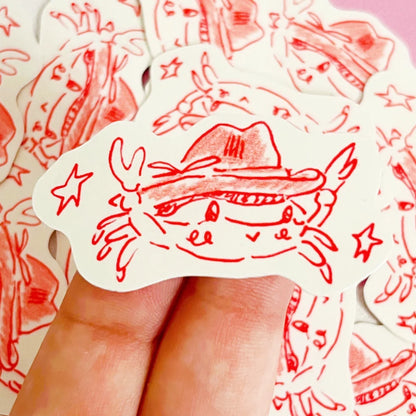 Cowboy Crab Sticker