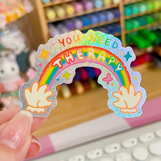 You Need Therapy Glitter Sticker