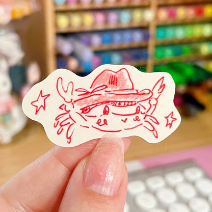 Cowboy Crab Sticker