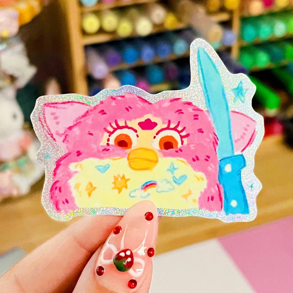 Angry Furb Glitter Sticker