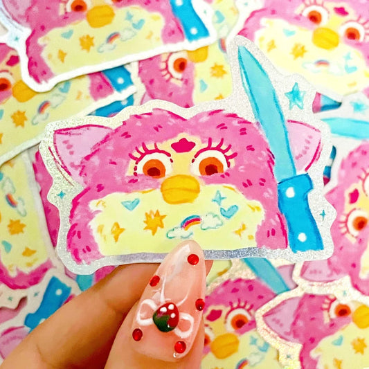 Angry Furb Glitter Sticker