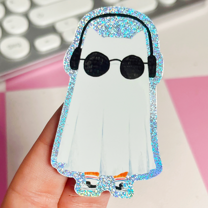Ghost Cat Glitter Sticker