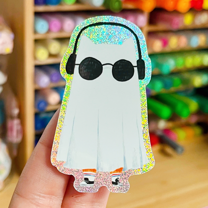 Ghost Cat Glitter Sticker