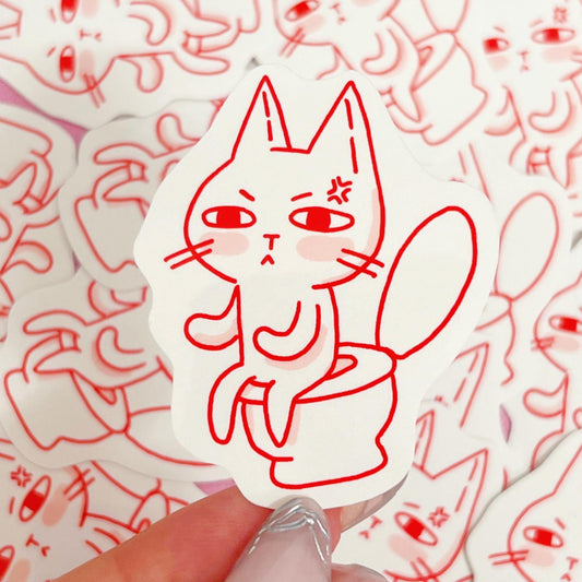 Pooping Cat on a Toilet Sticker