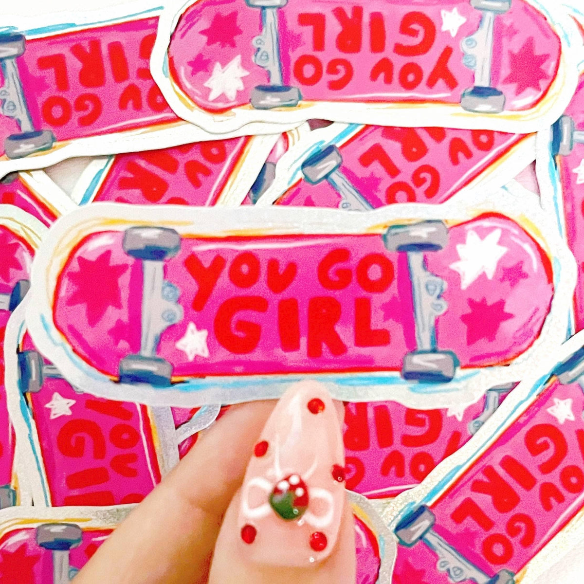 You Go Girl Pink Skateboard Sticker