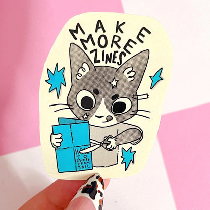Make More Zines Cat Sticker