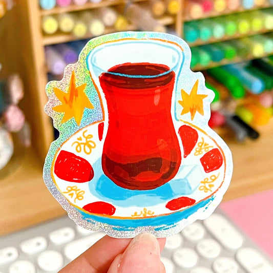 Cay (Turkish Black Tea) Glitter Sticker