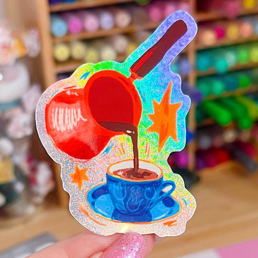 Turkish Coffee Cezve Mocha Glitter Sticker