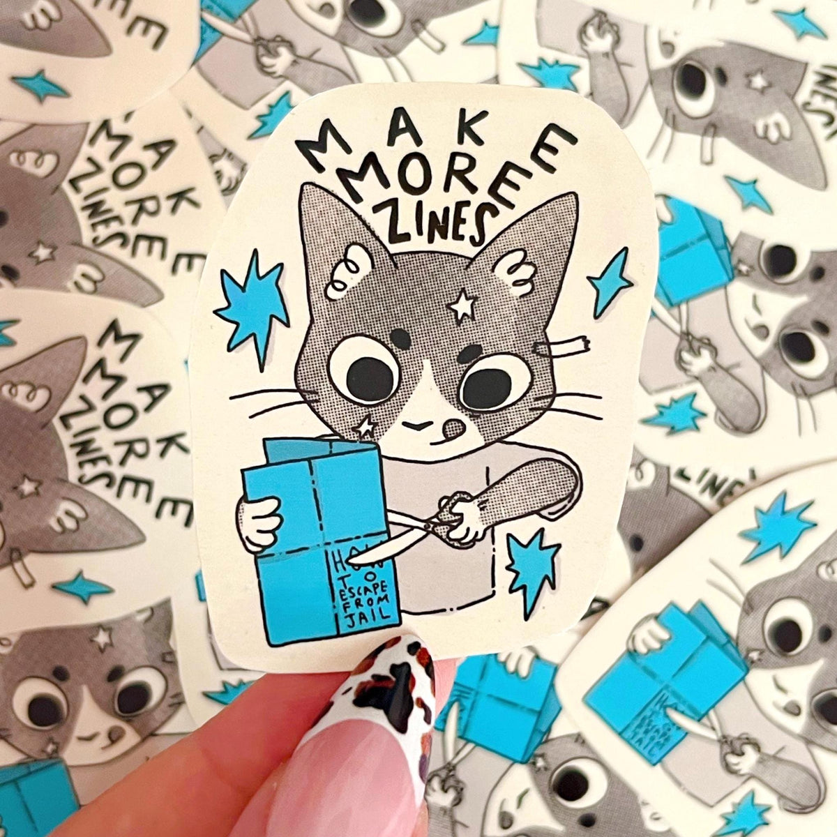 Make More Zines Cat Sticker