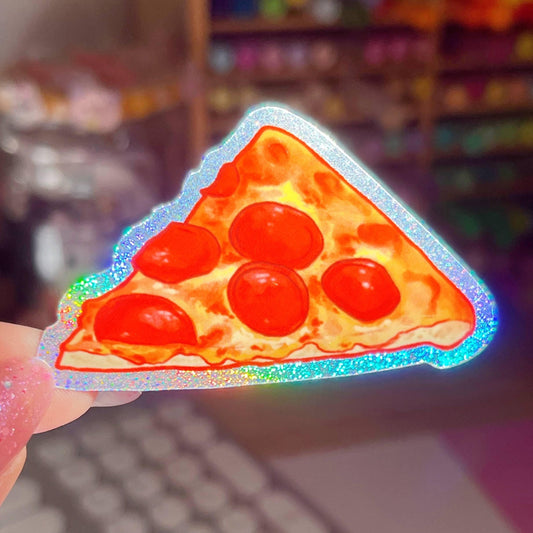 Peperoni Pizza Slice Glitter Sticker