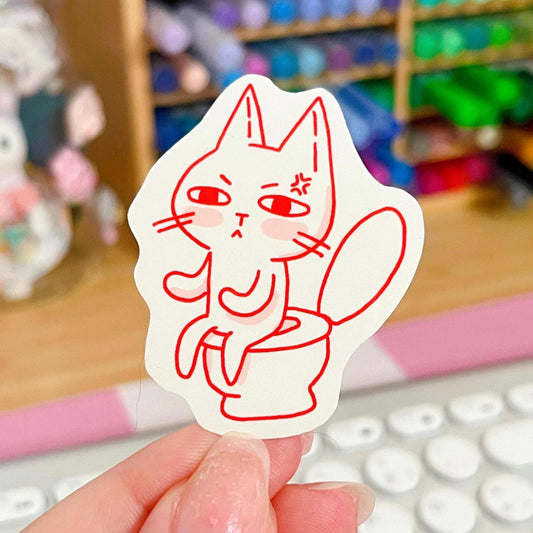 Pooping Cat on a Toilet Sticker
