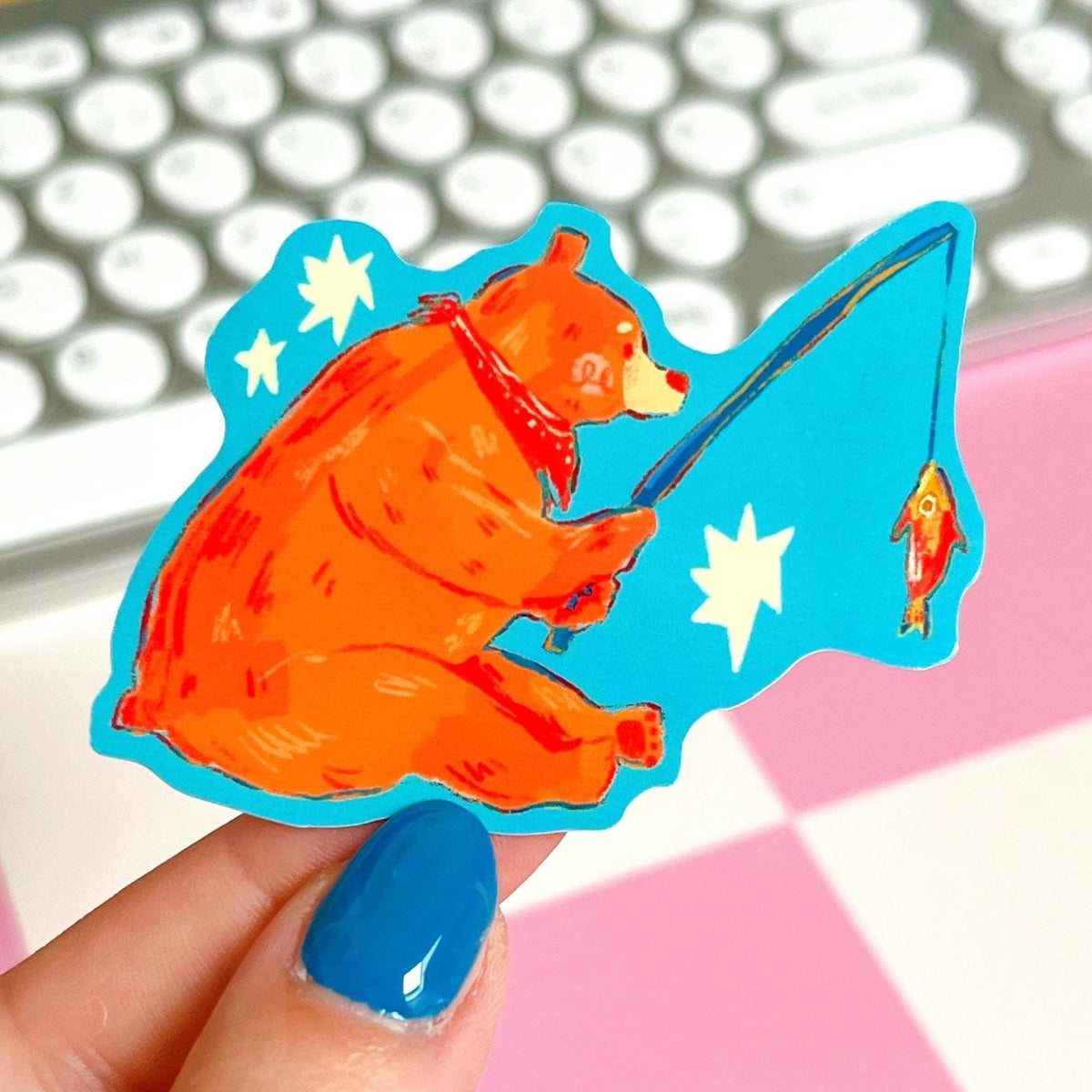 Fishing Bear Mabel Sticker